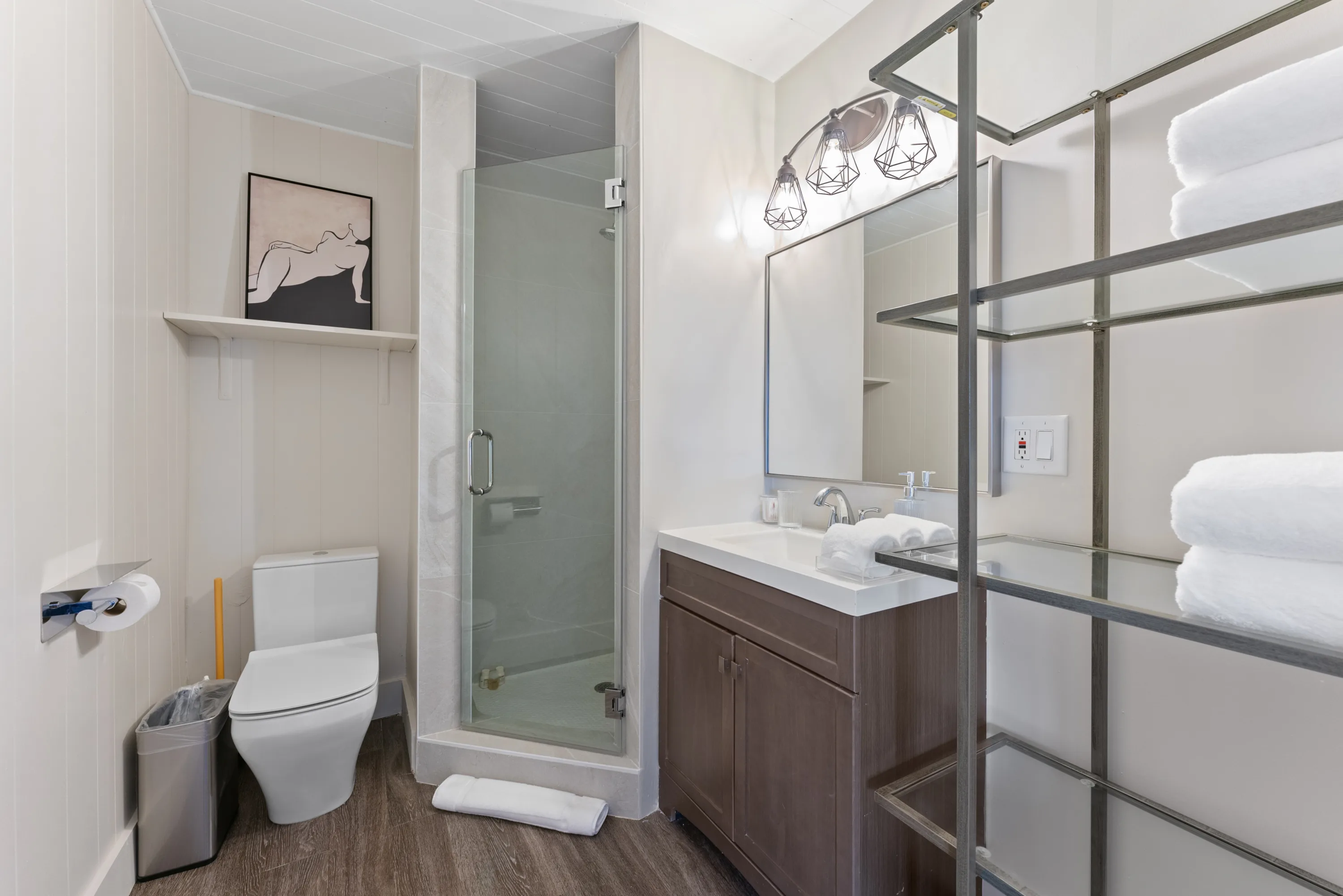 Elegant guest bedroom at Rodeo Villa, a luxury Beverly Hills vacation rental offering a comfortable, private retreat with refined contemporary interiors.
