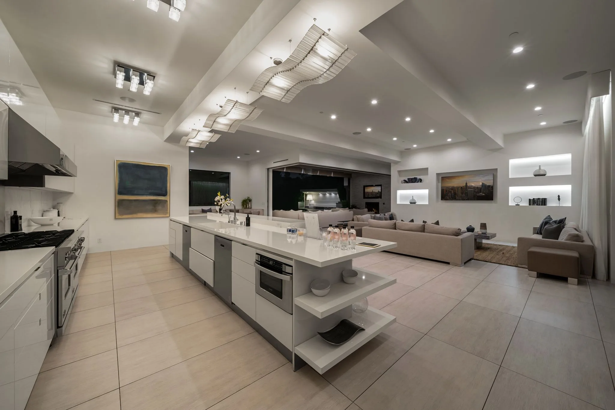 Luxury Bel Air villa interior featuring elegant contemporary design, spacious living areas, upscale furnishings, and refined architectural details in an exclusive Los Angeles vacation rental.