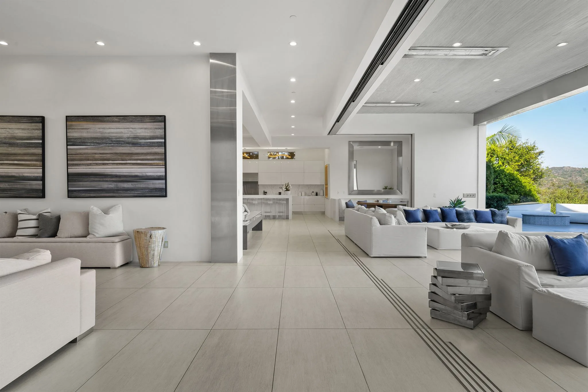 Luxury Bel Air villa interior featuring elegant contemporary design, spacious living areas, upscale furnishings, and refined architectural details in an exclusive Los Angeles vacation rental.
