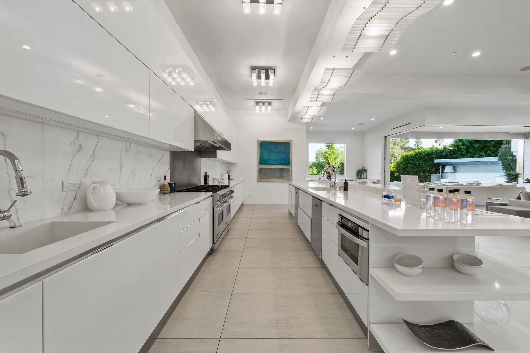Luxury Bel Air villa interior featuring elegant contemporary design, spacious living areas, upscale furnishings, and refined architectural details in an exclusive Los Angeles vacation rental.