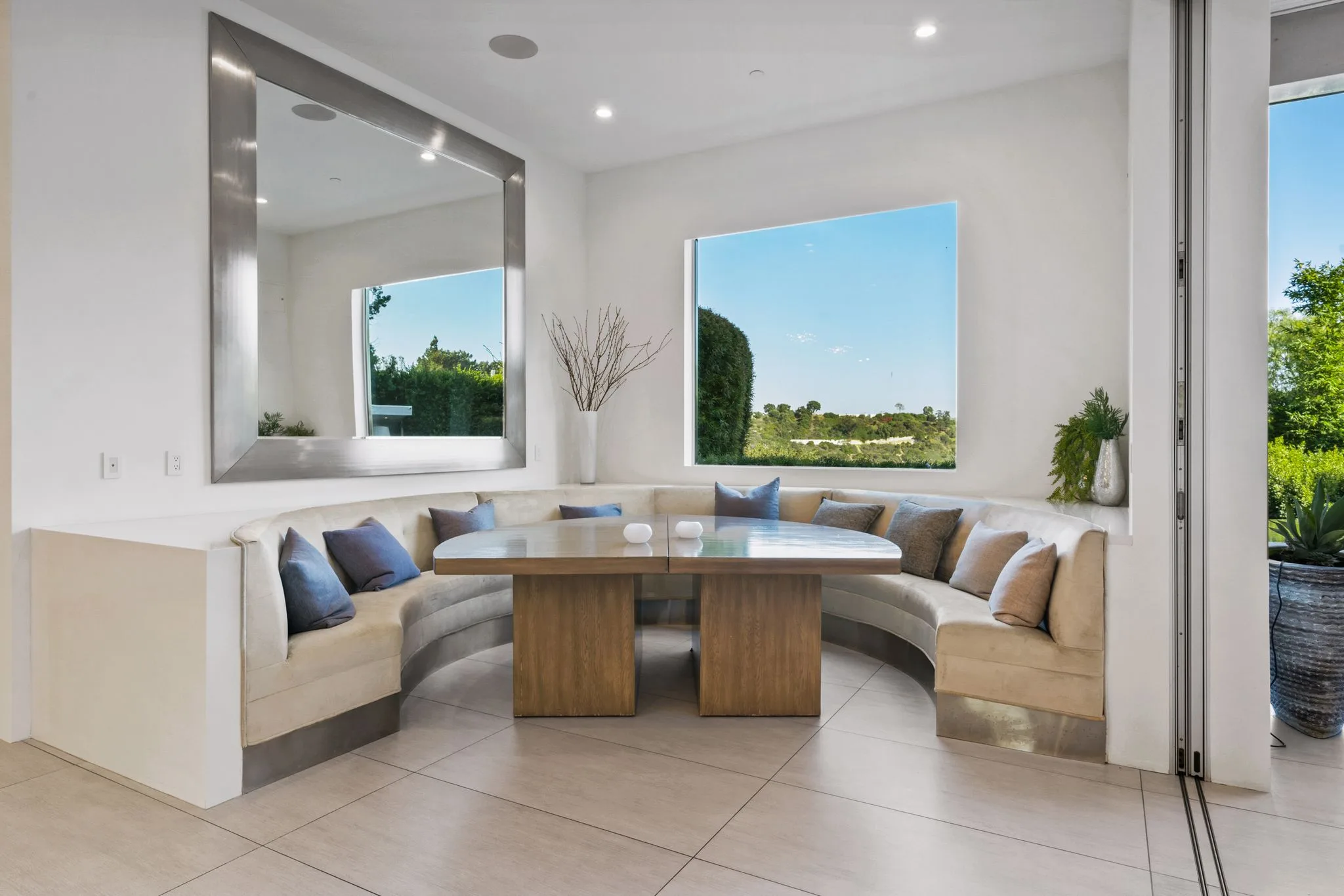 Luxury Bel Air villa interior featuring elegant contemporary design, spacious living areas, upscale furnishings, and refined architectural details in an exclusive Los Angeles vacation rental.