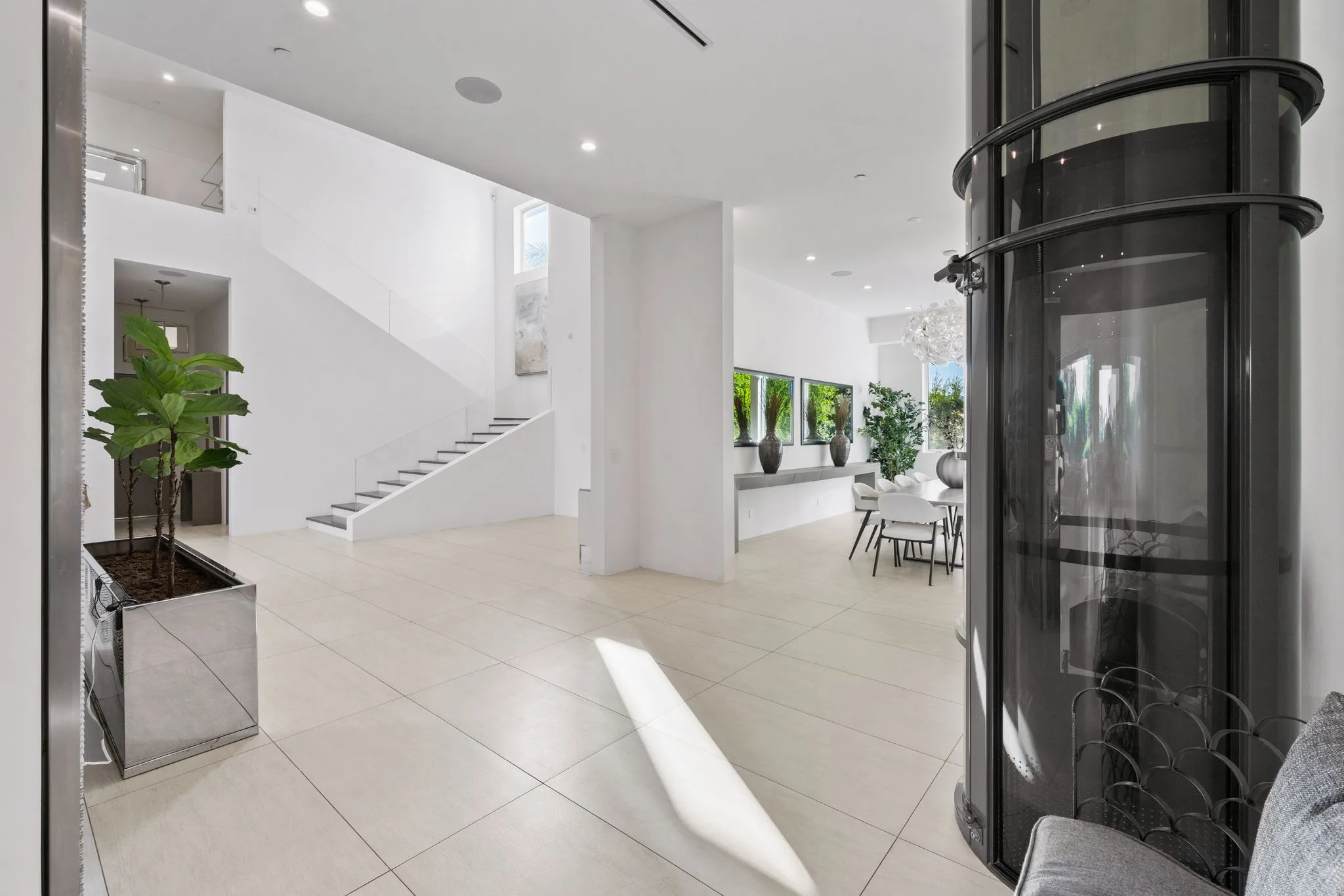 Luxury Bel Air villa interior featuring elegant contemporary design, spacious living areas, upscale furnishings, and refined architectural details in an exclusive Los Angeles vacation rental.