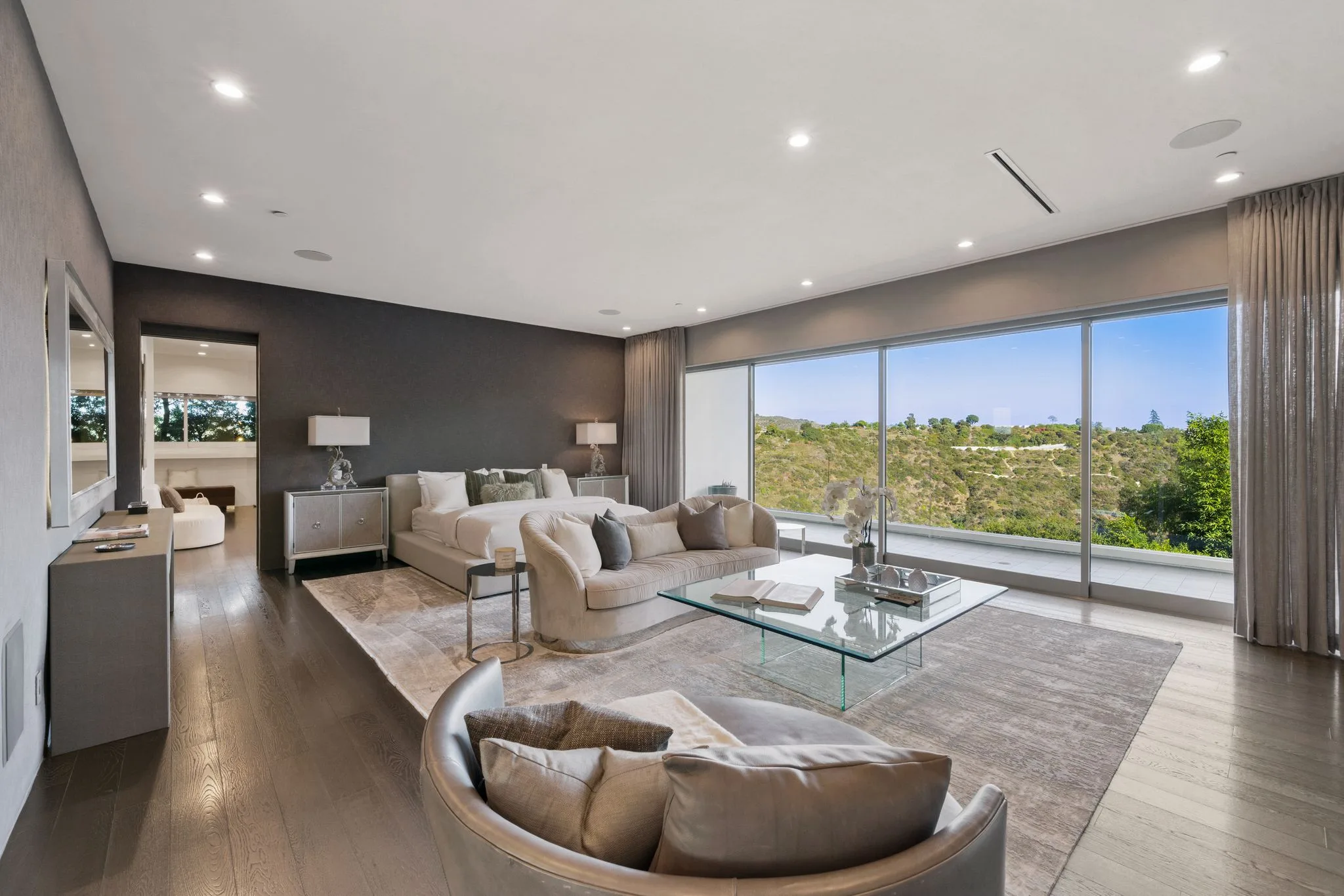 Luxury Bel Air villa interior featuring elegant contemporary design, spacious living areas, upscale furnishings, and refined architectural details in an exclusive Los Angeles vacation rental.