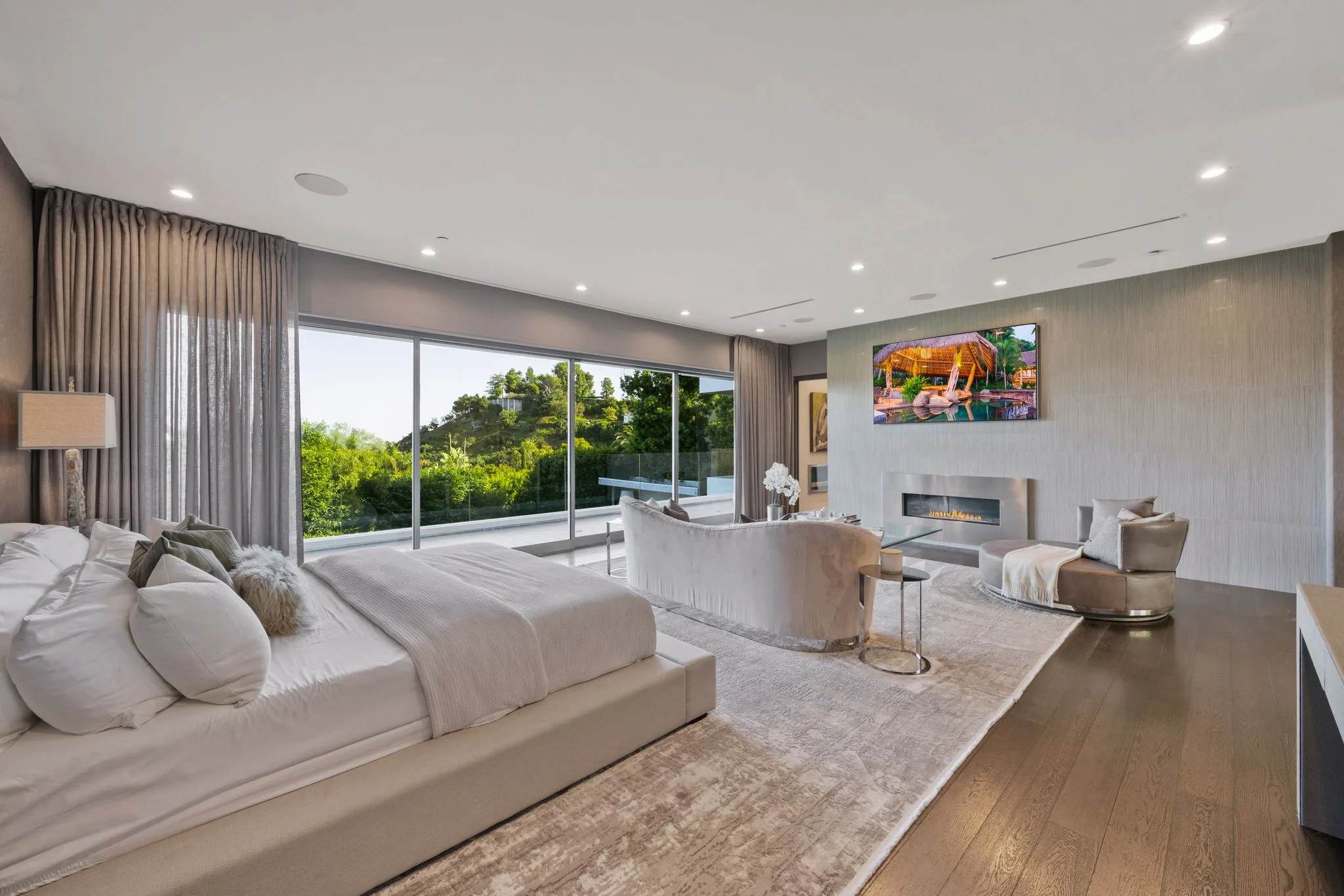 Luxury Bel Air villa interior featuring elegant contemporary design, spacious living areas, upscale furnishings, and refined architectural details in an exclusive Los Angeles vacation rental.