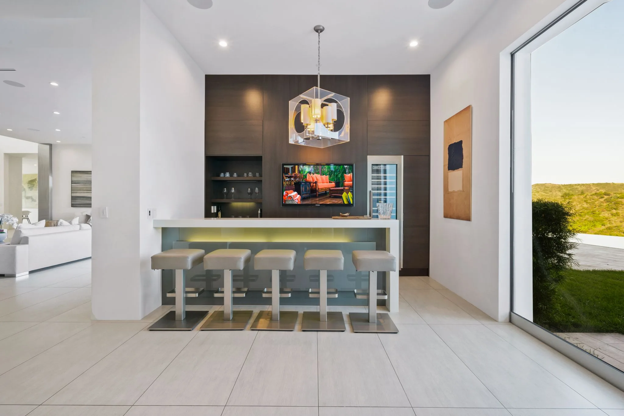 Luxury Bel Air villa interior featuring elegant contemporary design, spacious living areas, upscale furnishings, and refined architectural details in an exclusive Los Angeles vacation rental.